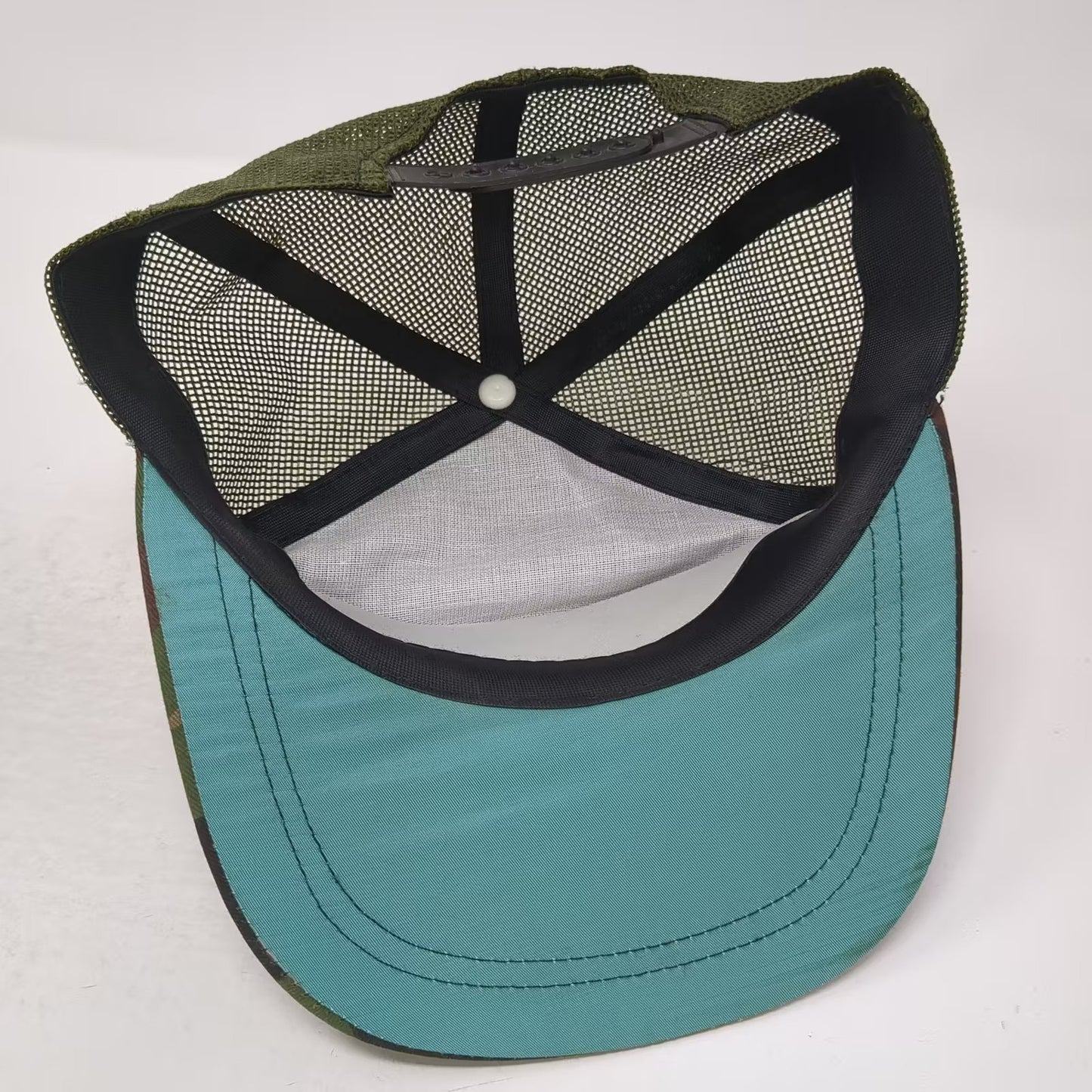 Green Camouflage Black Powder Rifle Trucker Hat OS Adjustable Snapback Vintage