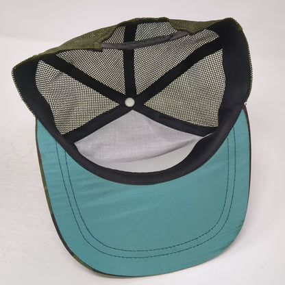 Green Camouflage Black Powder Rifle Trucker Hat OS Adjustable Snapback Vintage