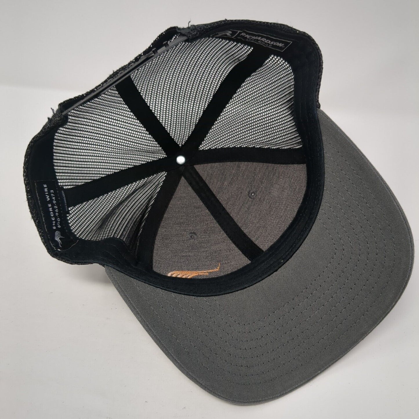 Encore Wire Logo Snapback Mesh Back Trucker Hat Gray M/L Adjustable