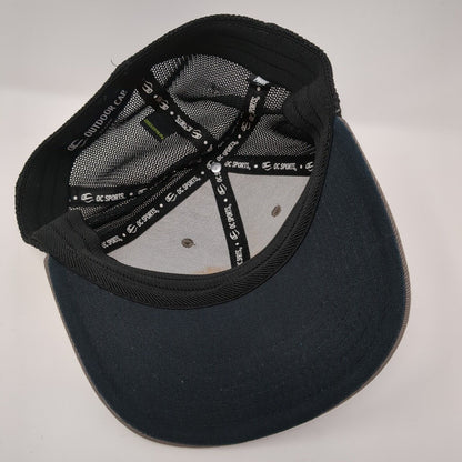 Outdoor Cap Fitted Trucker Hat Gray One Size Adjustable Leather Patch Mesh Back