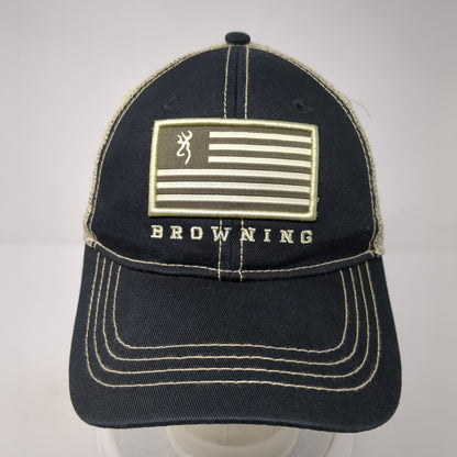 Browning Flag Snapback Trucker Hat Black One Size Mesh Back Adjustable