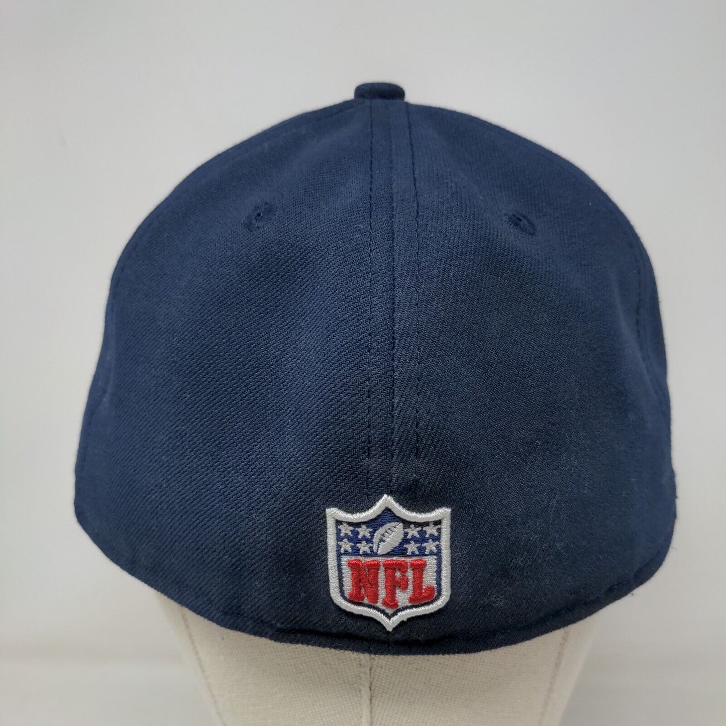 New Era Mens Fitted Hat Blue 7 3/8 New England Patriots Embroidered Logo 59Fifty