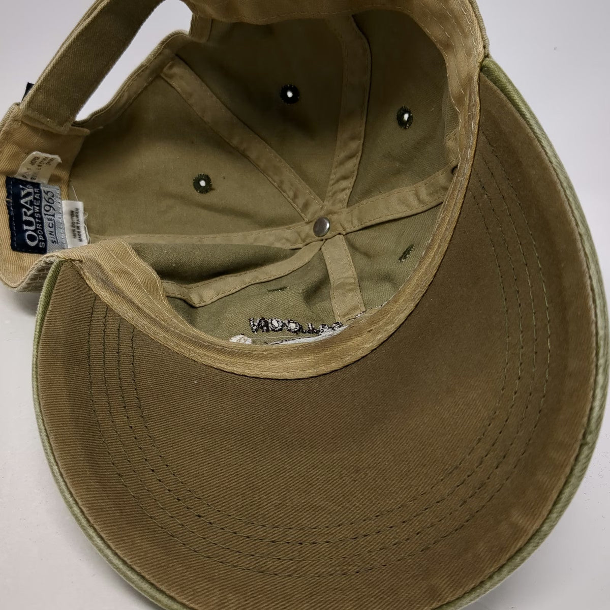 Ouray Sportswear Moose's Saloon Montana Baseball Cap Hat One Size Beige Green