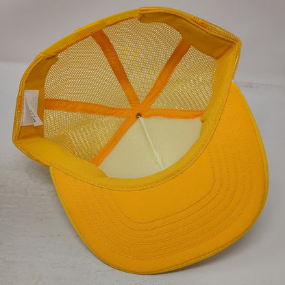 Yellow Trucker Hat Hobey's Pizza Sun Valley Nevada Snapback Foam Mesh Vintage