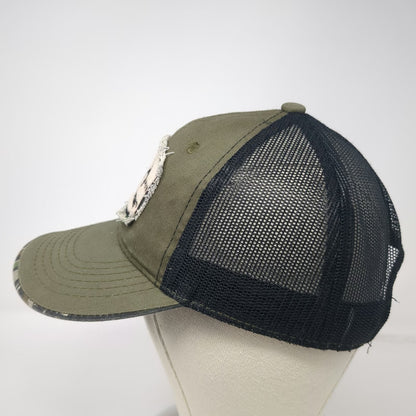 Realtree Trucker Hat Green One Size Snapback Frayed Patch Camo Brim Antler