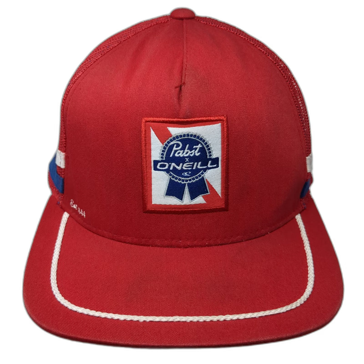 O'Neill Pabst Blue Ribbon Beer Trucker Hat Red One Size Rope Mesh Snapback