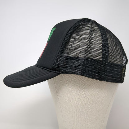 Vans Trucker Hat Black One Size Mesh Back Snapback Palm Tree Checkerboard