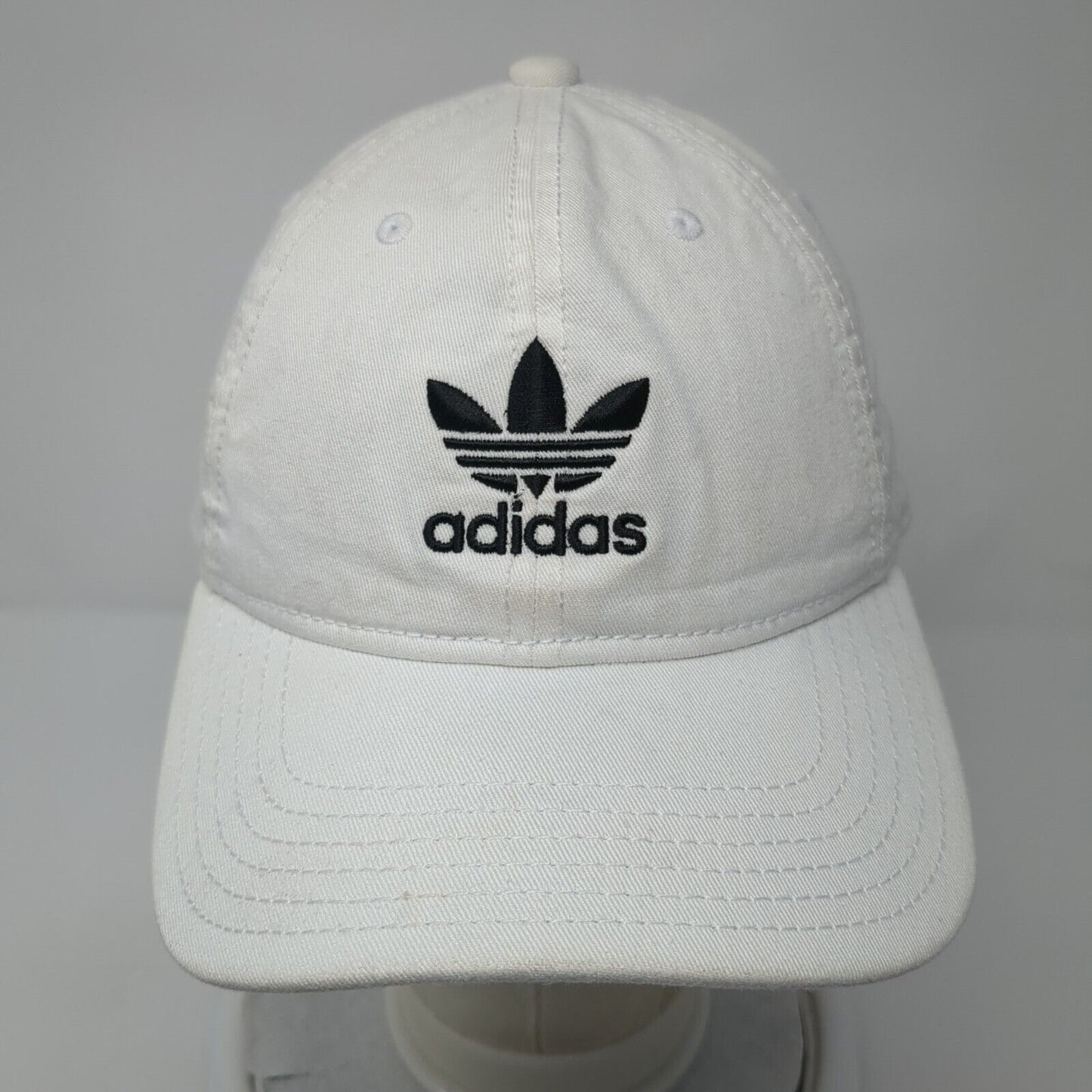 Adidas Slideback Hat White One Size Adjustable Embroidered Trefoil Cotton