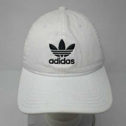 Adidas Slideback Hat White One Size Adjustable Embroidered Trefoil Cotton