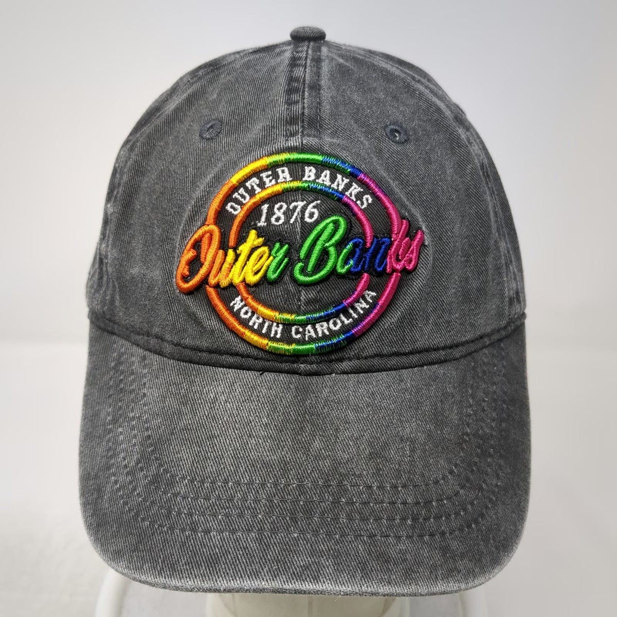 Sunsations Baseball Cap Gray One Size Outer Banks North Carolina Rainbow Hat