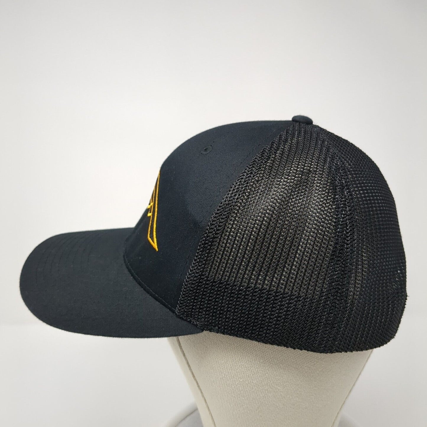 Richardson Mesh Back Trucker Hat Black One Size Flexfit Embroidered Logo