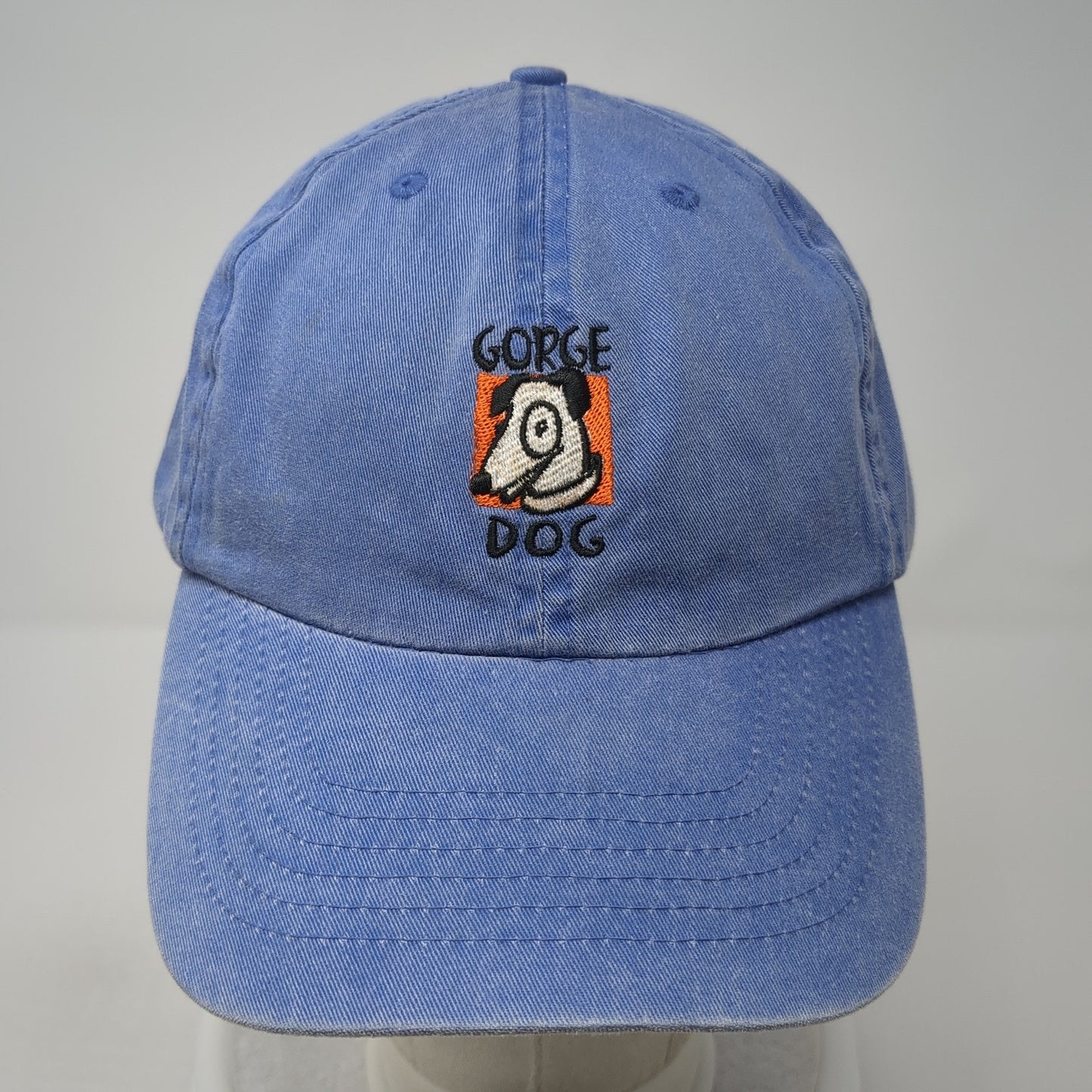 Gorge Dog Strapback Hat Blue One Size Adjustable Embroidered Fahrenheit