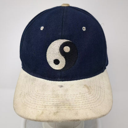 H. Kap Yin Yang Symbol Snapback Hat Blue White OS Green Underbrim Two Tone