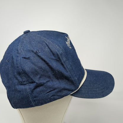 Stitch-N-Tyme 5 Panel Blue L Hat Denim Rope Choke Canyon Bass Fishing Texas