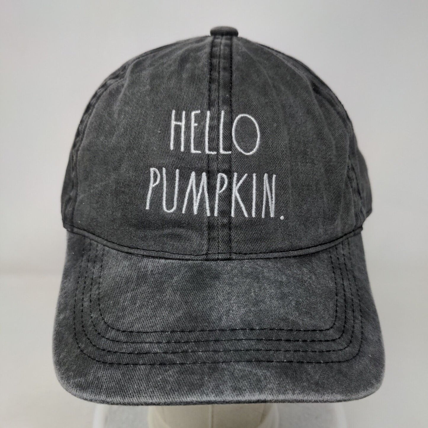 Hello Pumpkin Slideback Hat Gray One Size Adjustable Embroidered Rae Dunn