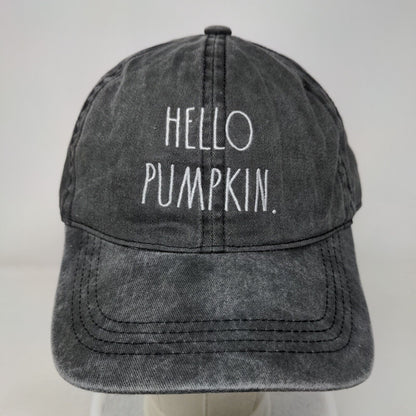 Hello Pumpkin Slideback Hat Gray One Size Adjustable Embroidered Rae Dunn