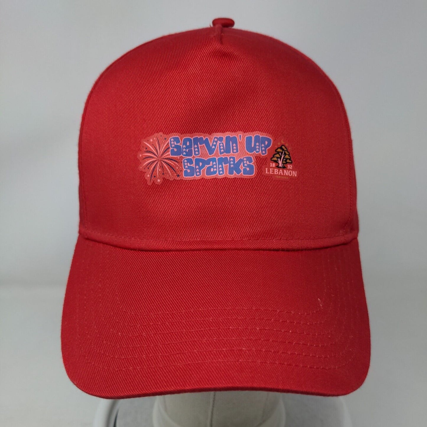Servin' Up Sparks Lebanon Snapback Hat Red One Size Solid Adjustable
