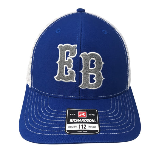 EB Snapback Mesh Back Trucker Hat Blue One Size Colorblock Richardson