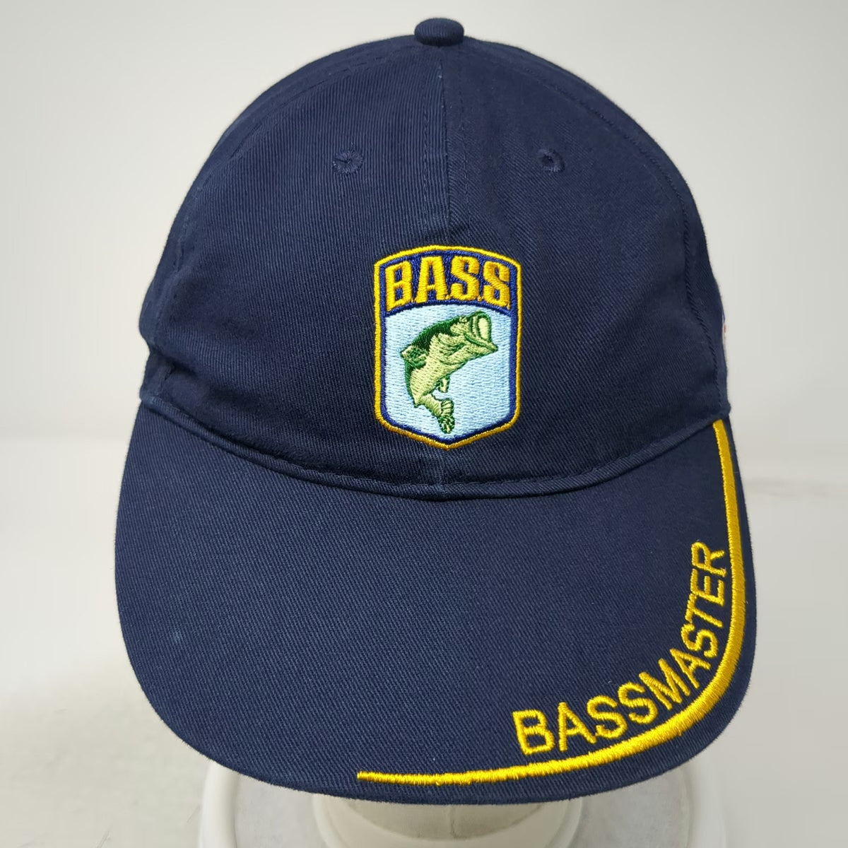Bassmaster Baseball Cap Blue One Size Embroidered Logo American Flag Fish Hat