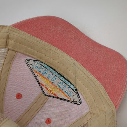 Sunsations Trucker Hat Pink Beige One Size Ocean City Maryland Patch Snapback
