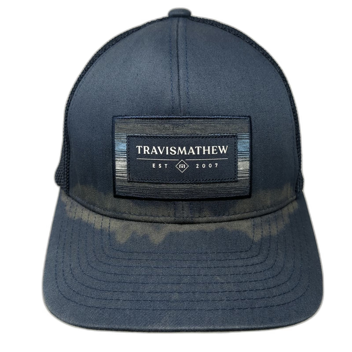 TravisMathew Baseball Cap Blue XL Mesh Back Flexfit Logo Patch Structured Hat