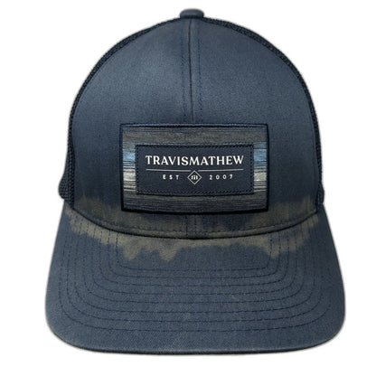 TravisMathew Baseball Cap Blue XL Mesh Back Flexfit Logo Patch Structured Hat