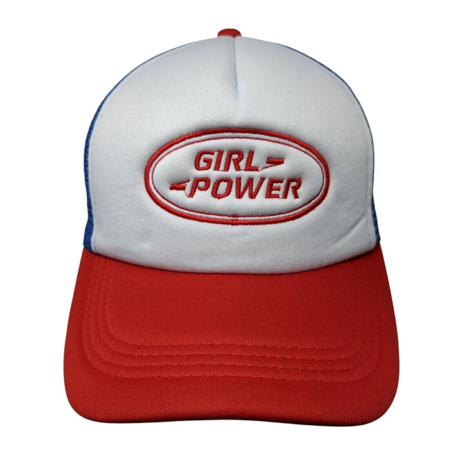 Girl Power Snapback Trucker Hat Multi One Size Mesh Back Colorblock