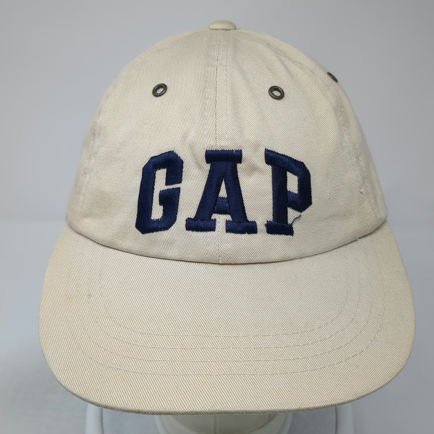 GAP Baseball Cap Beige One Size Blue Embroidered Slideback Hat September 26 1997