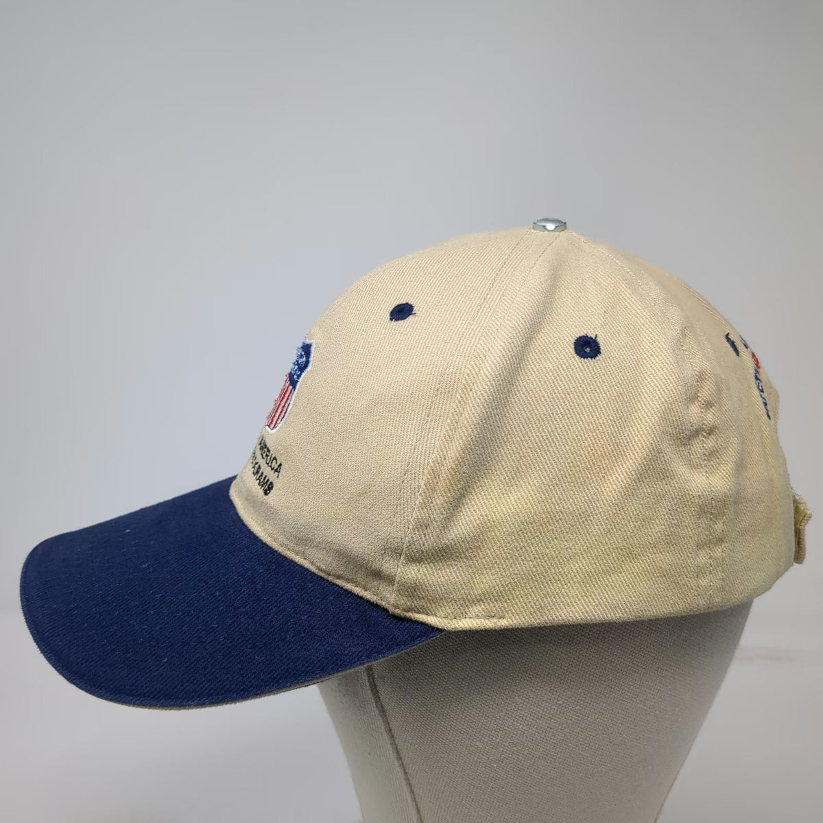 Baseball Cap Beige Blue One Size Union Pacific Building America Engineering Hat