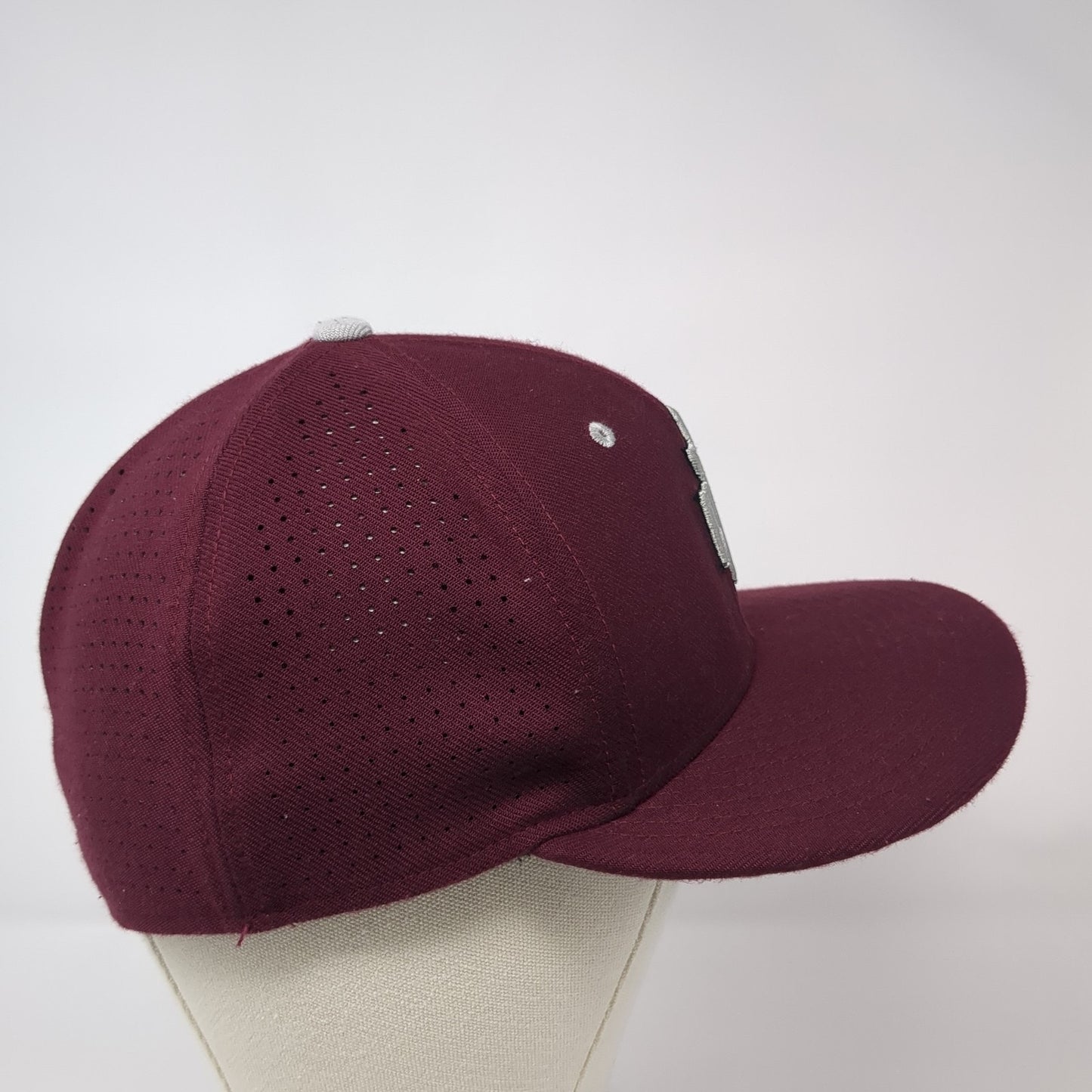NTC Fitted Hat Red Medium Embroidered Logo Laser Cut Nike Tru Dri-Fit