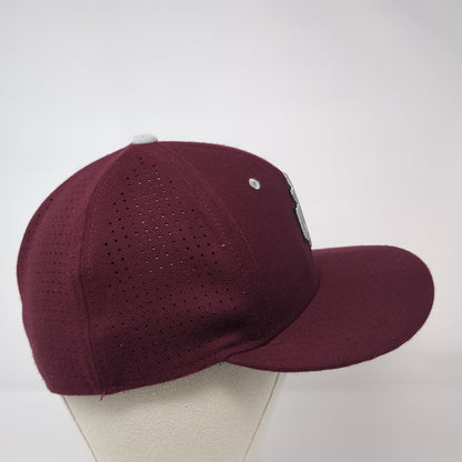 NTC Fitted Hat Red Medium Embroidered Logo Laser Cut Nike Tru Dri-Fit
