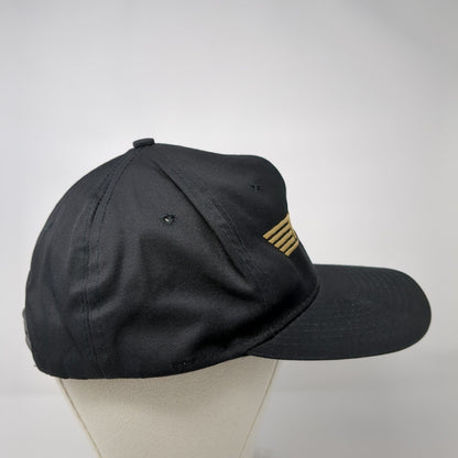 Top Gun Snapback Hat Black OSFA Adjustable Embroidered Solid 6 Panel