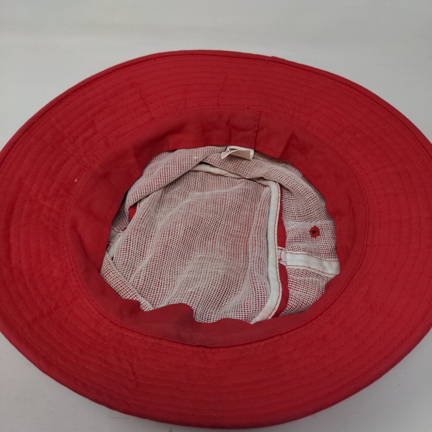 Paris Bucket Hat Red Small Striped Vent Holes Lined Outdoor Cotton