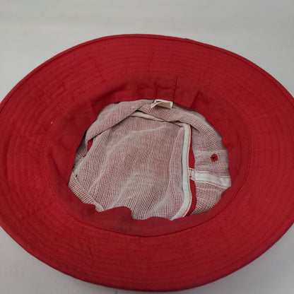 Paris Bucket Hat Red Small Striped Vent Holes Lined Outdoor Cotton