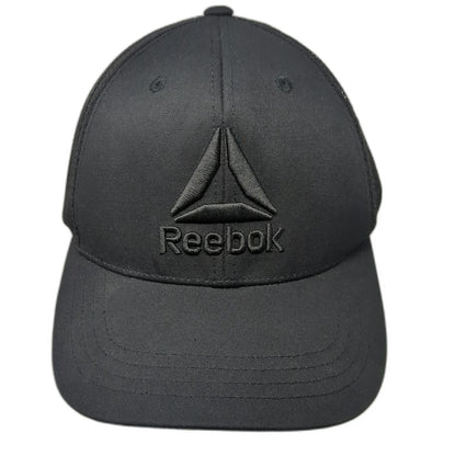 Reebok Trucker Hat Black One Size Mesh Back Snapback Structured Delta Logo