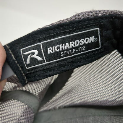 Richardson 112 Trucker Hat Black One Size Komatsu Blue Logo Mesh Back Snapback