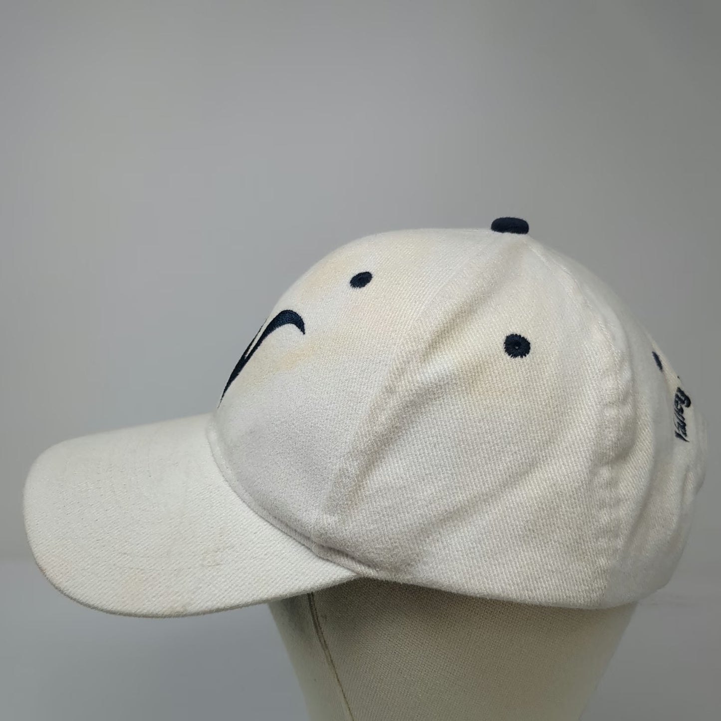 Snapback Hat White One Size Valley National Bank V Logo Green Under Brim Cotton