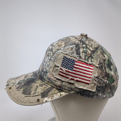 Lifetime Builders USA Strapback Hat Camouflage OS Adjustable Patriotic OC Sports