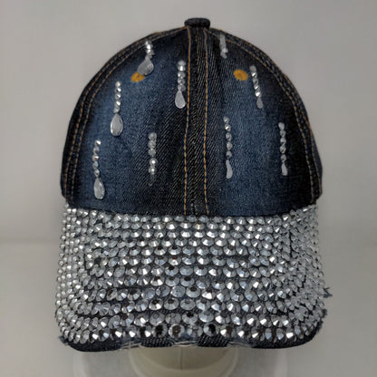Unbranded Studded Strapback Hat Blue One Size Denim Adjustable 6 Panel