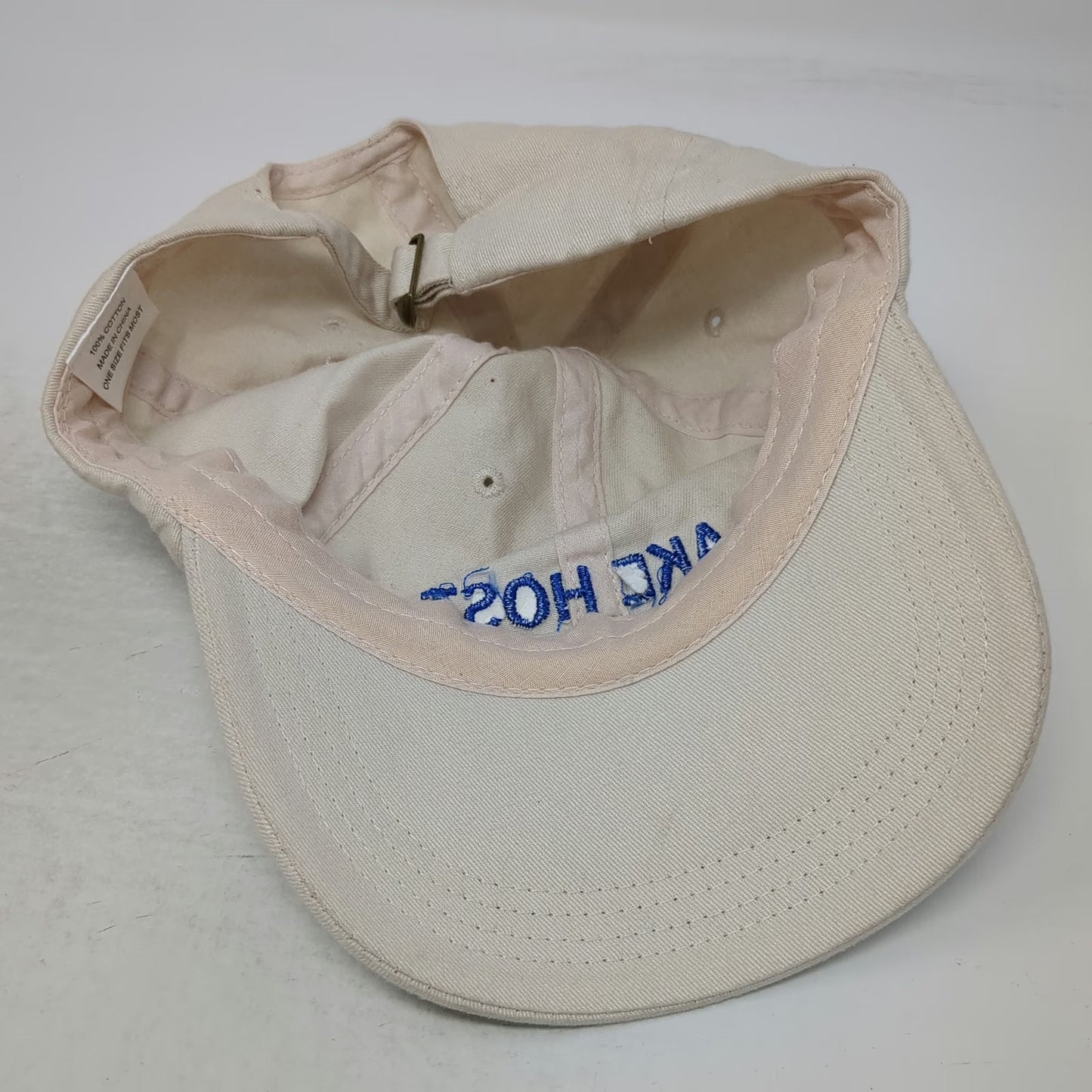 Baseball Cap Beige One Size NH Lakes Association Lake Host Cotton Slideback Hat