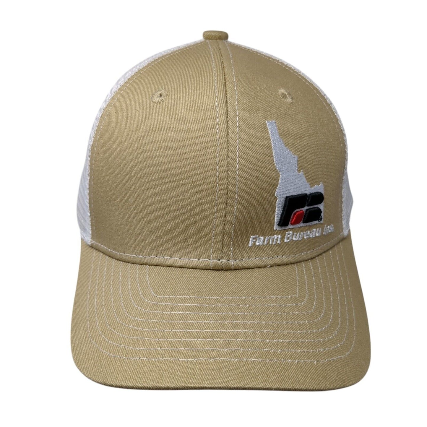 Farm Bureau Ins. Snapback Trucker Hat Tan OS Adjustable Mesh Back Buck's Bags