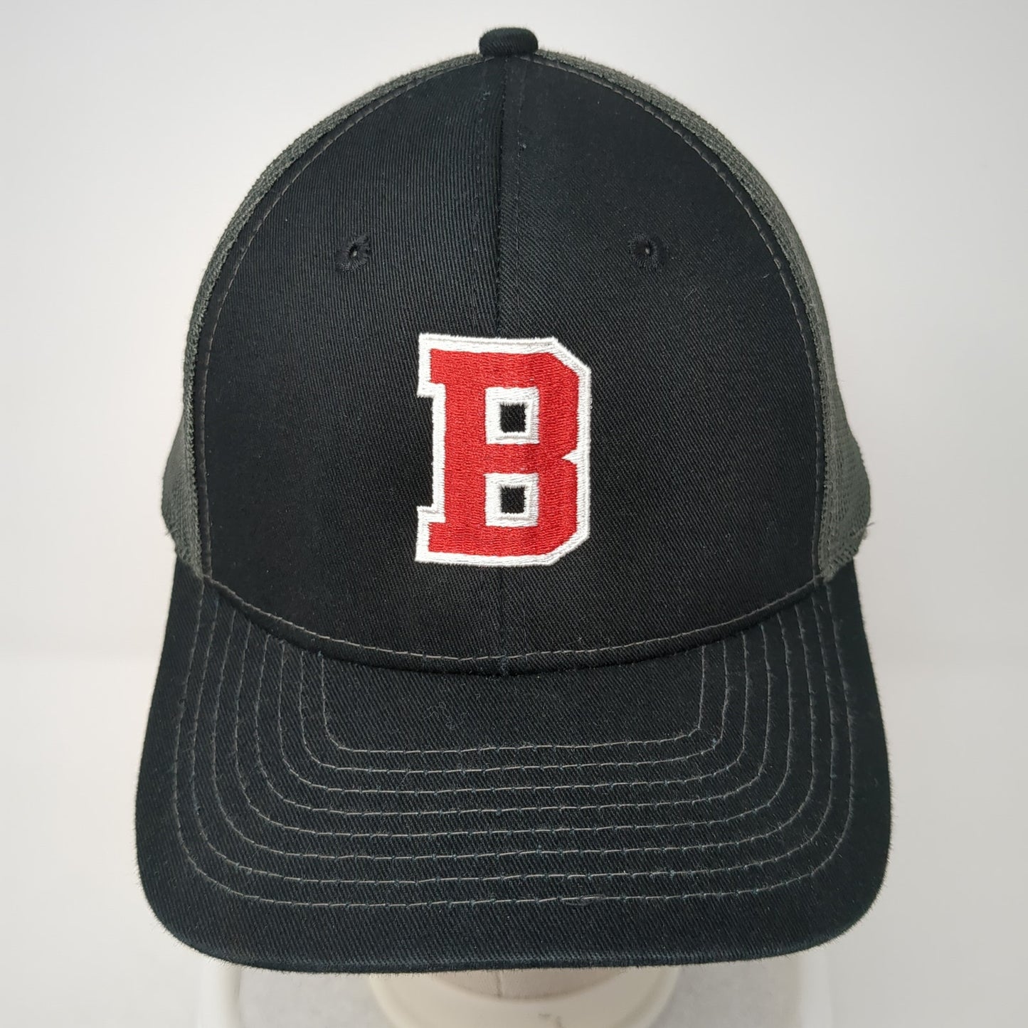 B Snapback Trucker Hat Black One Size Adjustable Embroidered Mesh Back NV Caps