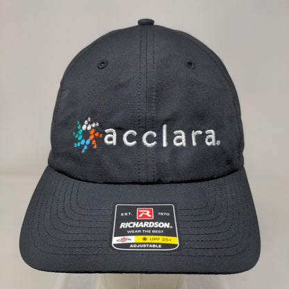 Acclara Strapback Hat Black One Size Embroidered UPF 35+ Richardson