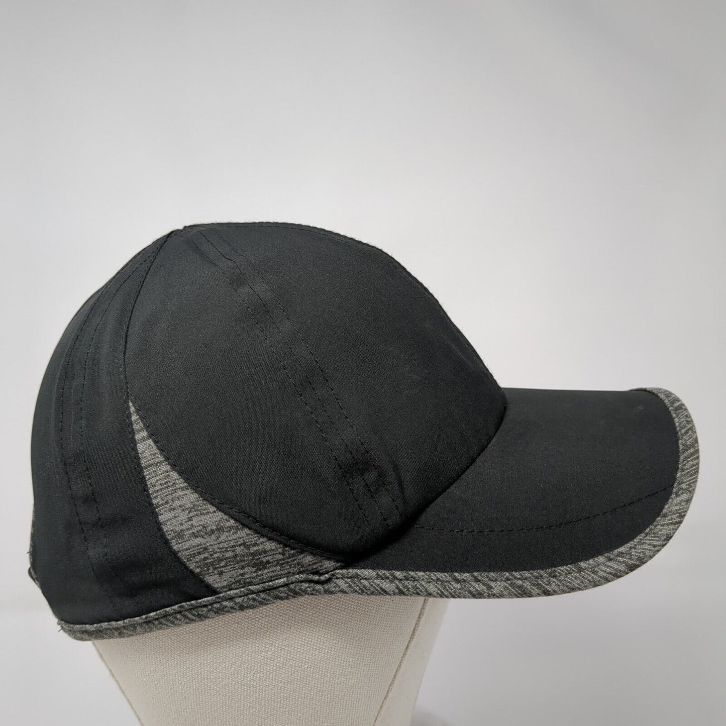 Layer 8 Strapback Hat Black One Size Adjustable Gray Trim Outdoor