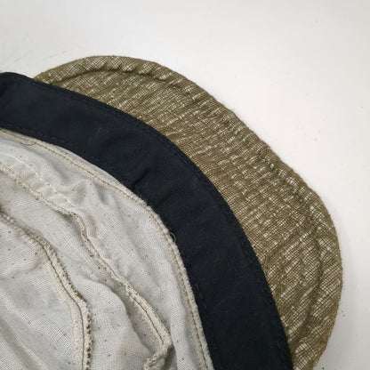 Gypsy & Loic Army Cap Green One Size Up-cycled Cotton Buttons Frayed Elastic Hat