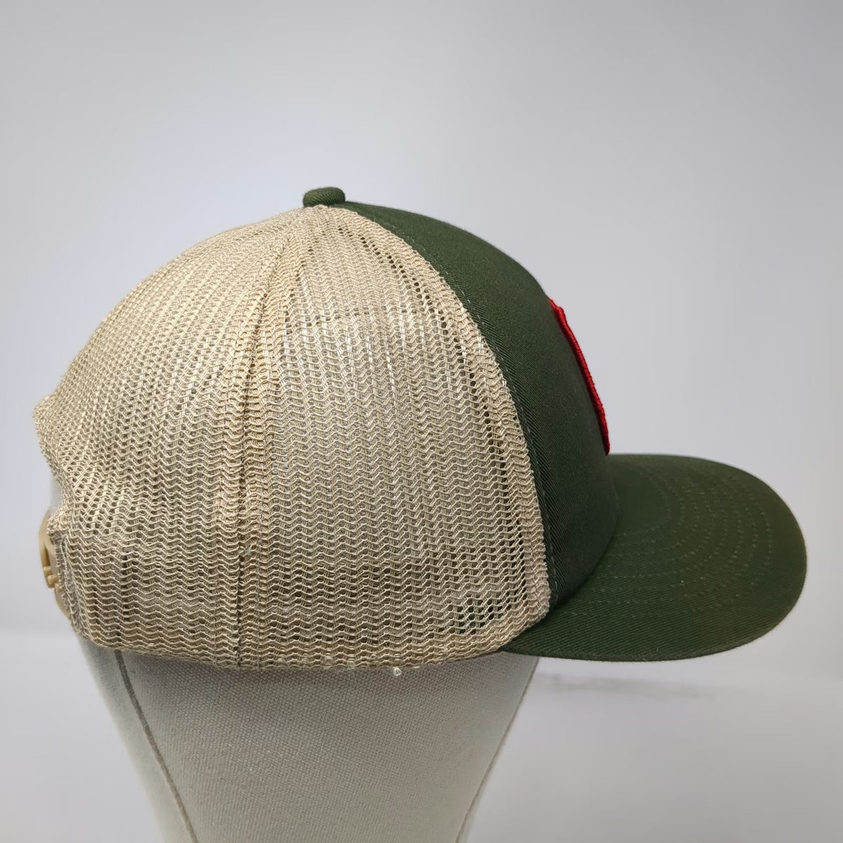 Seager Trucker Hat Green Beige One Size Mesh Snapback Fishing Club Patch