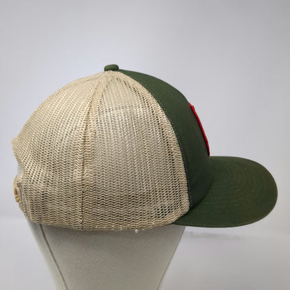 Seager Trucker Hat Green Beige One Size Mesh Snapback Fishing Club Patch