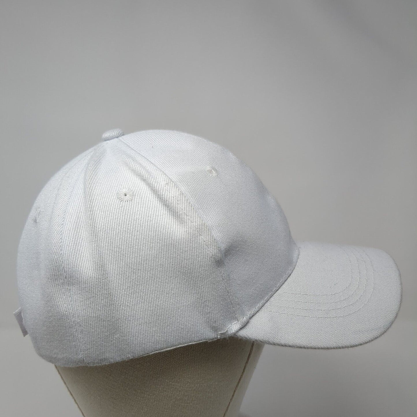 La Strapback Hat White One Size Adjustable Embroidered Solid 6 Panel