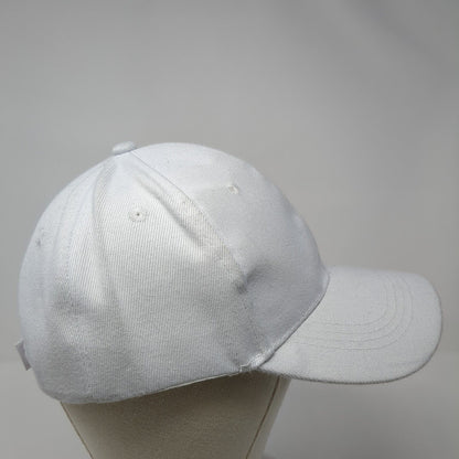 La Strapback Hat White One Size Adjustable Embroidered Solid 6 Panel