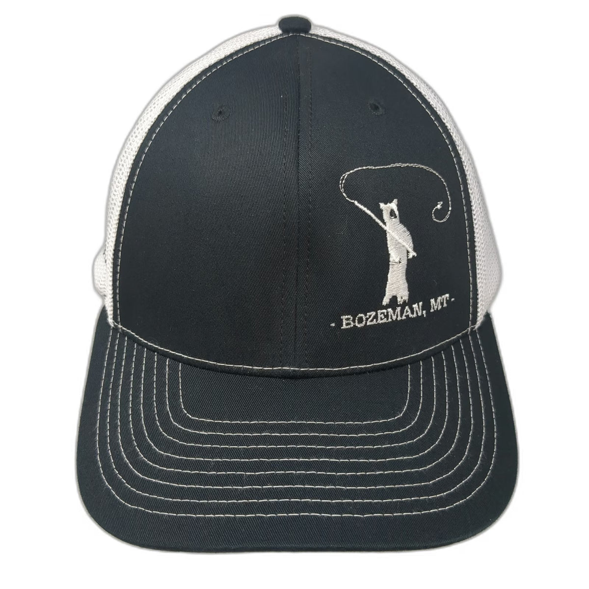 Richardson Trucker Hat Black One Size Bozeman MT Fly Fishing Bear Wild Joes Spot